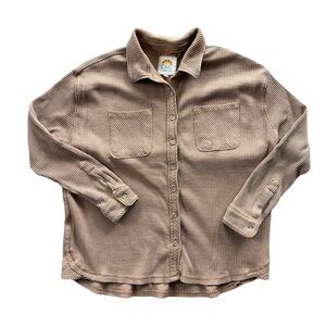 C&C California waffle knit long-sleeve button-down shirt